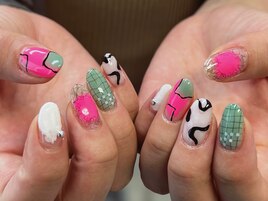 pink × pistachio