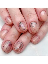 パップネイル(PAP NAIL)/繊細☆手書きフラワーネイル