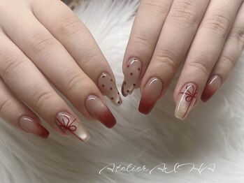 赤ネイル/ドットネイル