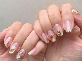 ラメ×シェル涼しげネイル