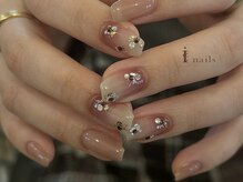 アイネイルズ 吉祥寺店(I nails)/冬グラデホログラムフラワー
