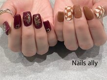 ネイルズアリー 立川店(Nails ally)/フラッグ×格子柄×ニュアンス