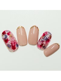 ニュアンスフラワーピンクネイル