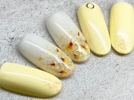 春 ミモザ 押し花ネイル