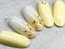 春 ミモザ 押し花ネイル