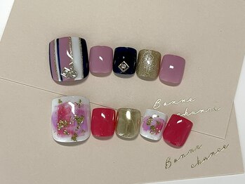 ココネイル(CoCo Nail)/ストライプ×塗りかけFOOT