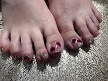 プロテア(protea)/ハート×リボンフットネイル