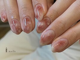 果実もやもやナチュラル桃ネイル