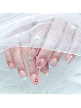 油絵風さくらんぼネイル