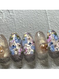 奥行きフラワーネイル