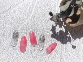 ビビットピンク×シェルネイル♪