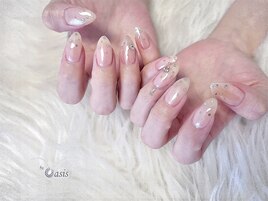 韓国ネイル、ホワイトミラー