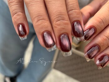 アトリエシロップネイル(Atelier Syrup nail)/マグネットでクリアフレンチ