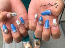 ネイルズアリー 立川店(Nails ally)/大理石×リングネイル×シェル