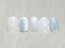 ネイルメゾン 渋谷店(NAIL MAISON)/水色マグ白ドット￥4500