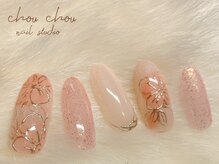 ネイルアンドアイラッシュスタジオ シュシュ(chouchou)/＃秋冬ネイル＃ニュアンスお花柄