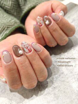 プライベート ネイルサロン マーマ(murmur)/カラフルツイードネイル