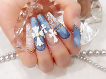ネイルブラックシー デコ電ショップ クリスタルシー(BLACK SEA Shop Crystal Sea)/デニム×クロス