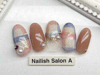 ネイリッシュサロン エー(Nailish Salon A)/冬のチェックネイル