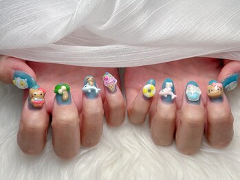 ミキネイルサロン(MiKi Nail Salon)/ワンカラー+追加持ち込みパーツ