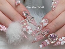 ピオミエルネイル 新宿(pio miel nail)/ピンク宝石ネイル