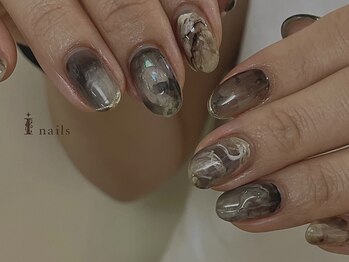 アイネイルズ 吉祥寺店(I nails)/天然石マーブルモノトーンネイル