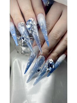 クロスネイル 渋谷店(CROSS nail)/華やかブルーネイル