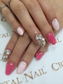 クリスタルネイル ゆめタウン博多店(CRYSTAL NAIL)/ピンク埋め尽くしネイル
