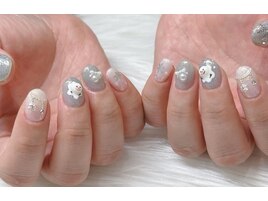 手作り雪だるま冬ネイル