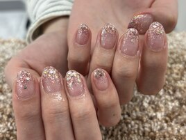 〇ピンクラメグラネイル