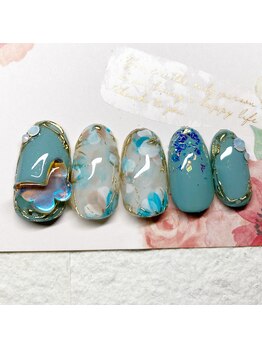 ネイル―ジュ 札幌大通店(nairouge*)/春♪マーブルフラワーネイル♪