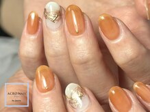 アクロネイルプラス 吉塚店(ACRO NAIL Plus)/オレンジシンプルアートネイル