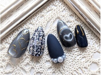 ハート＆ツイードおしゃれネイル