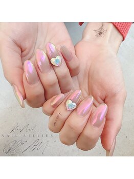 クリーム(Nail Atelier CREAM)/オーロラネイル・ハートパーツ