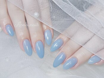アネラ ネイルズ(Anela_nails)/シアーブルーワンカラー