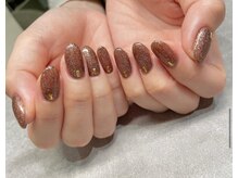 ネイルアンドアイラッシュスタジオ シュシュ(chouchou)/ブラウンフラッシュネイル