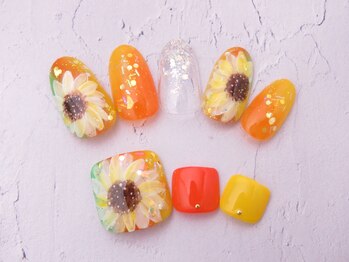 モアニヒロオ 広尾駅前店(MOANI Hiroo)/夏デザイン☆ひまわりネイル