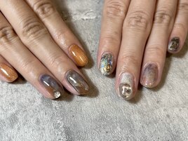 非対称ネイル☆M+M/M+L/L+L