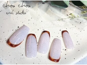 ネイルアンドアイラッシュスタジオ シュシュ(chouchou)/秋冬ネイル#砂ジェル#フレンチ
