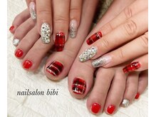 ネイルサロン ビビ(bibi)/赤チェック柄