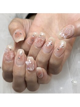 ケソン ネイル スタジオ(qeson nail studio)/チークフレンチガーリーネイル♪