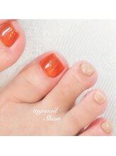 たゆ ネイル(たゆnail)/秋シンプルオレンジフットネイル