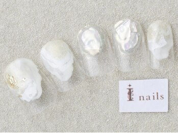 アイネイルズ 三宮店(I nails)/ぷっくりホワイト¥7000
