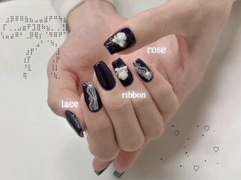 ルルシアン 代々木(luluchien)/フレンチガーリーネイビーネイル