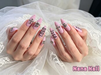 ナナネイル(Nana Nail)/ちゅるんピンク×クロスネイル♪