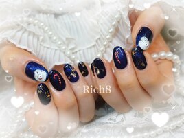 ぷっくり雪だるまネイル