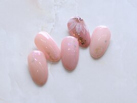 手描きフラワー☆オフィスピンク