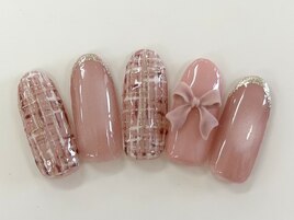 【稗田】ピンクツイード ネイル