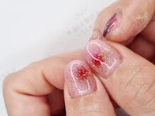 ネイルフロンティア 吉祥寺(NAIL FRONTIER)/彼岸花ミラー手描き¥11980