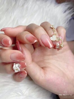 モモネイル(MOMO nail)/カラーグラデー+ミラーグラデー